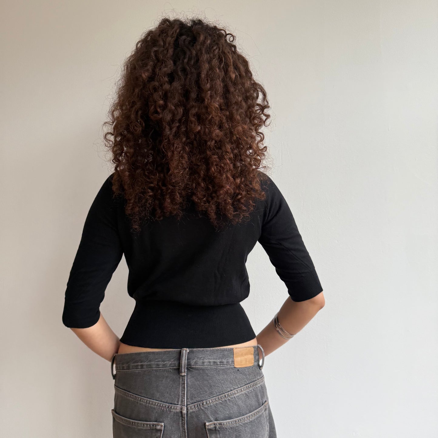 Black 3/4 sleeve knit - Size S