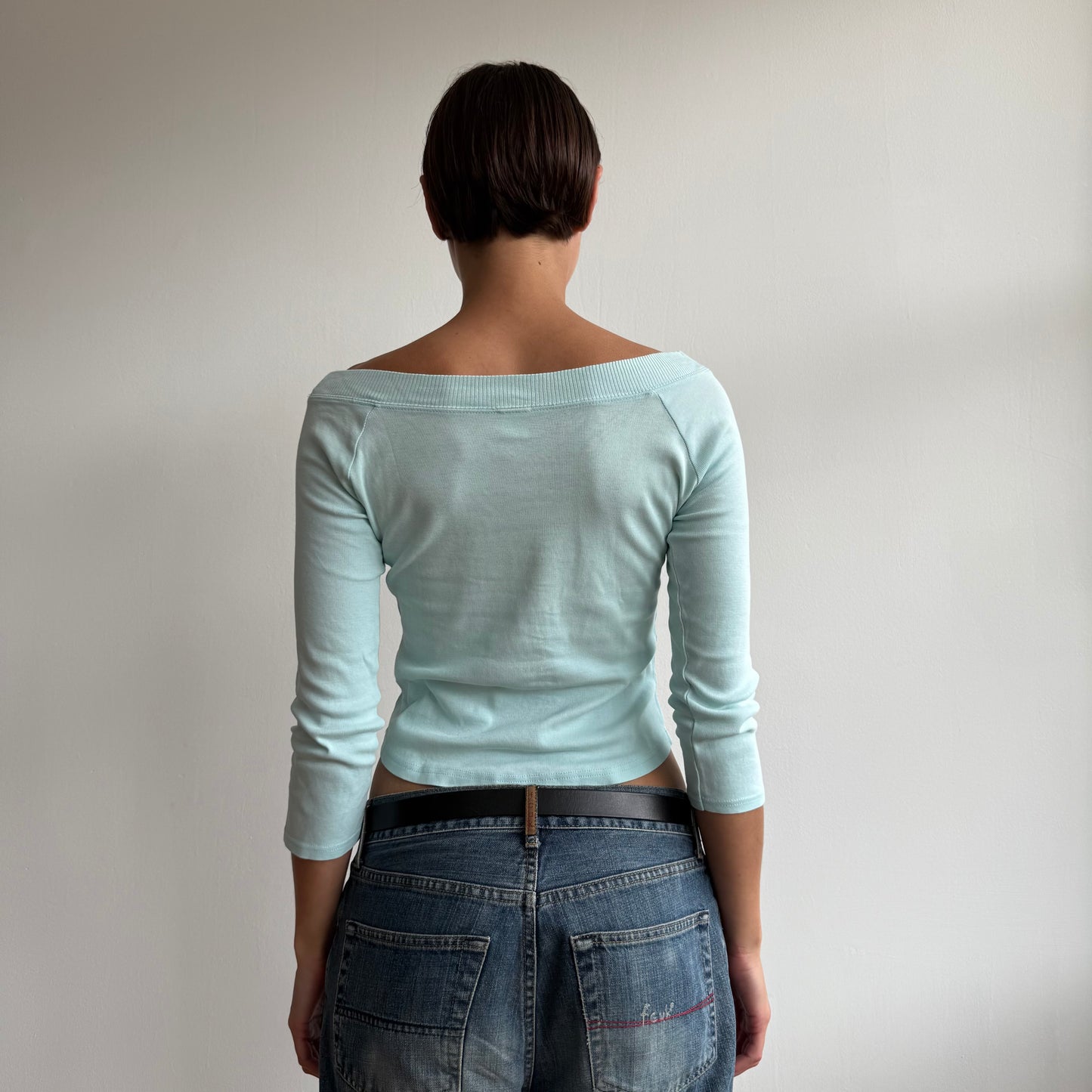 Turquoise 3/4 sleeve top - Size XS