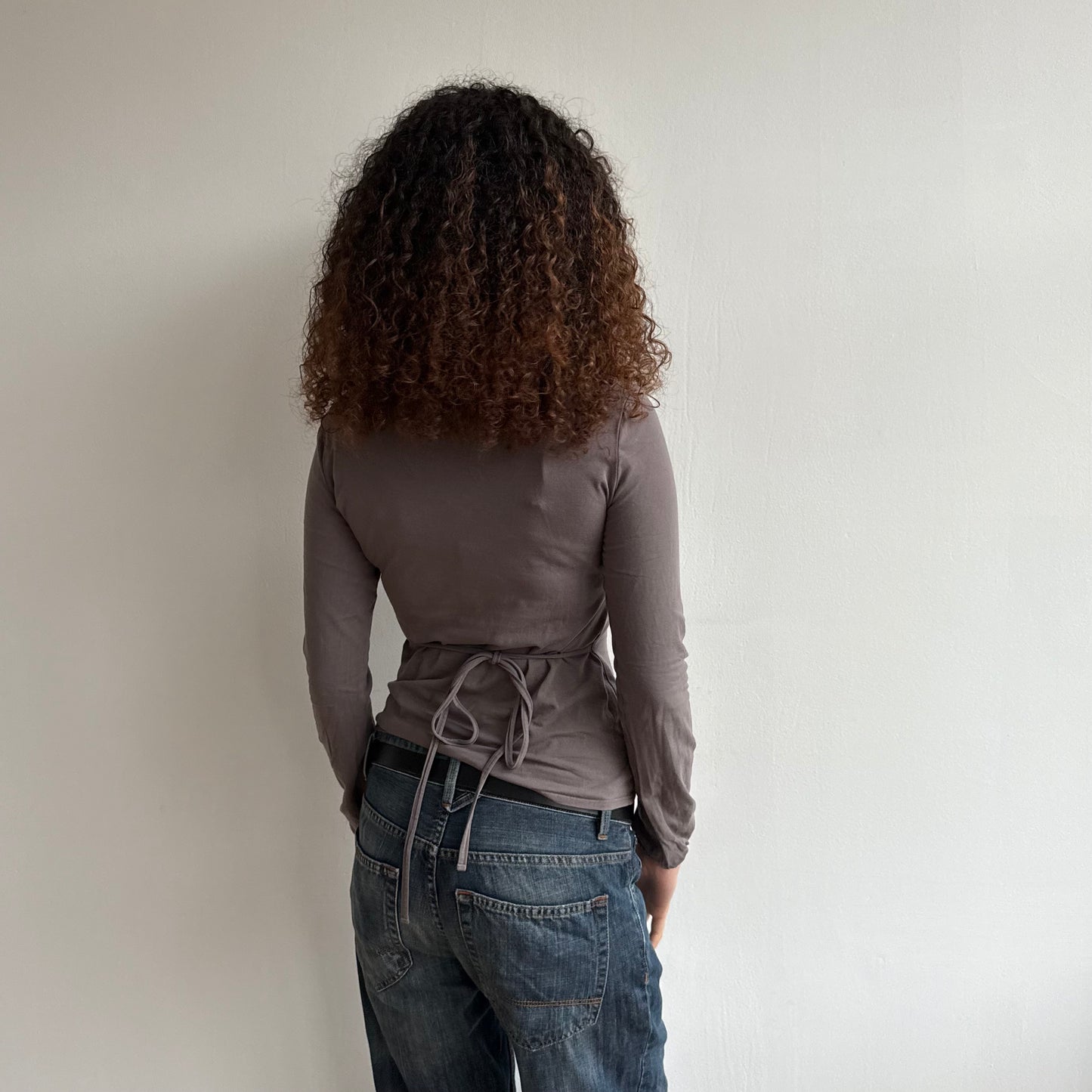 Mauve wrap long sleeve top - Size S