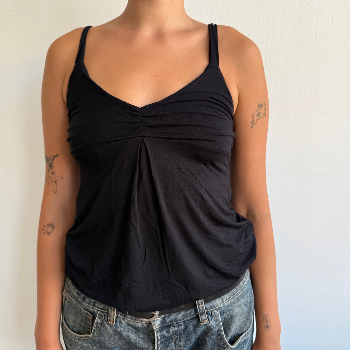 Black bubble cinched top - Size S