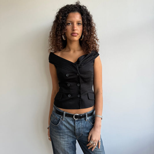 Black waistcoat top - Size XS/S