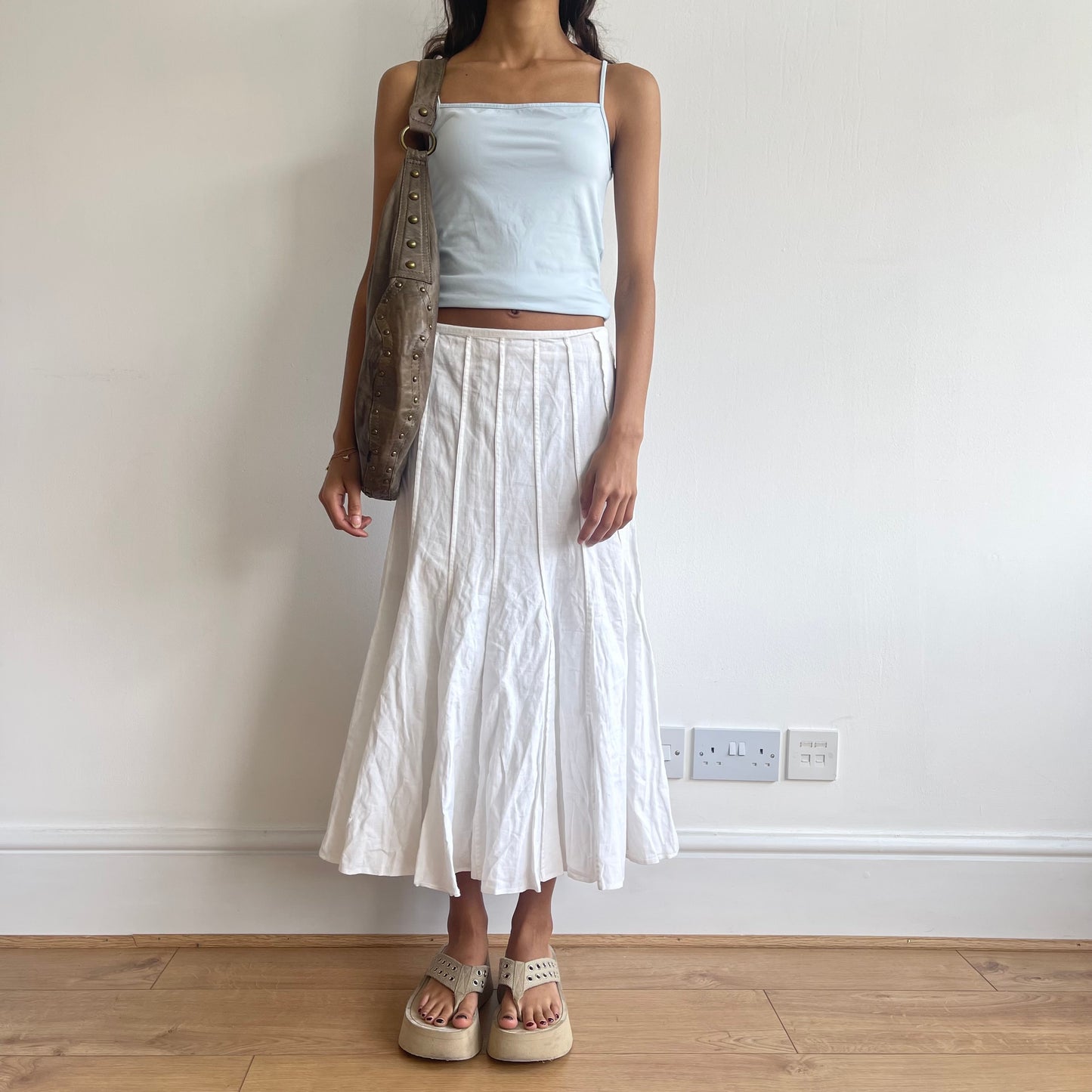 Thick white pleated skirt - Size M