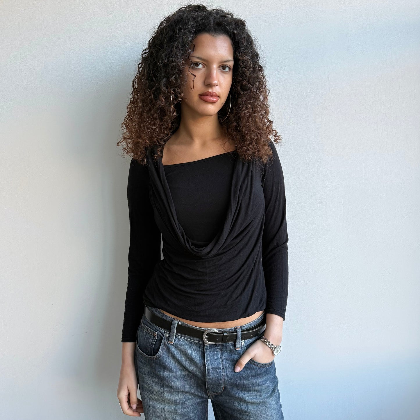 Black double layer keyhole top - Size S