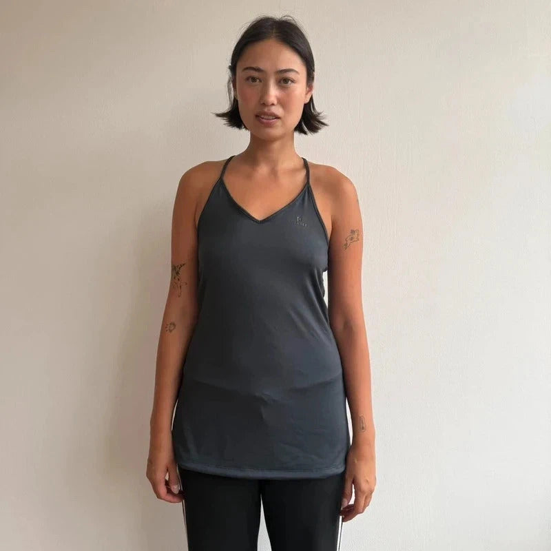 Charcoal + pink long gym top - Size M