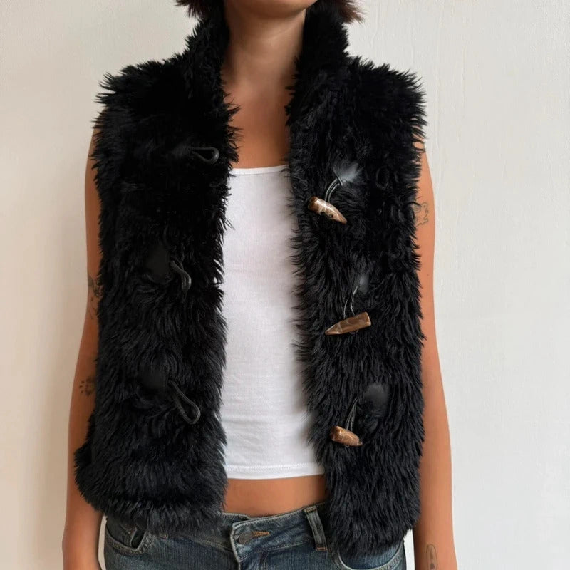 Faux fur toggle gilet - Size S