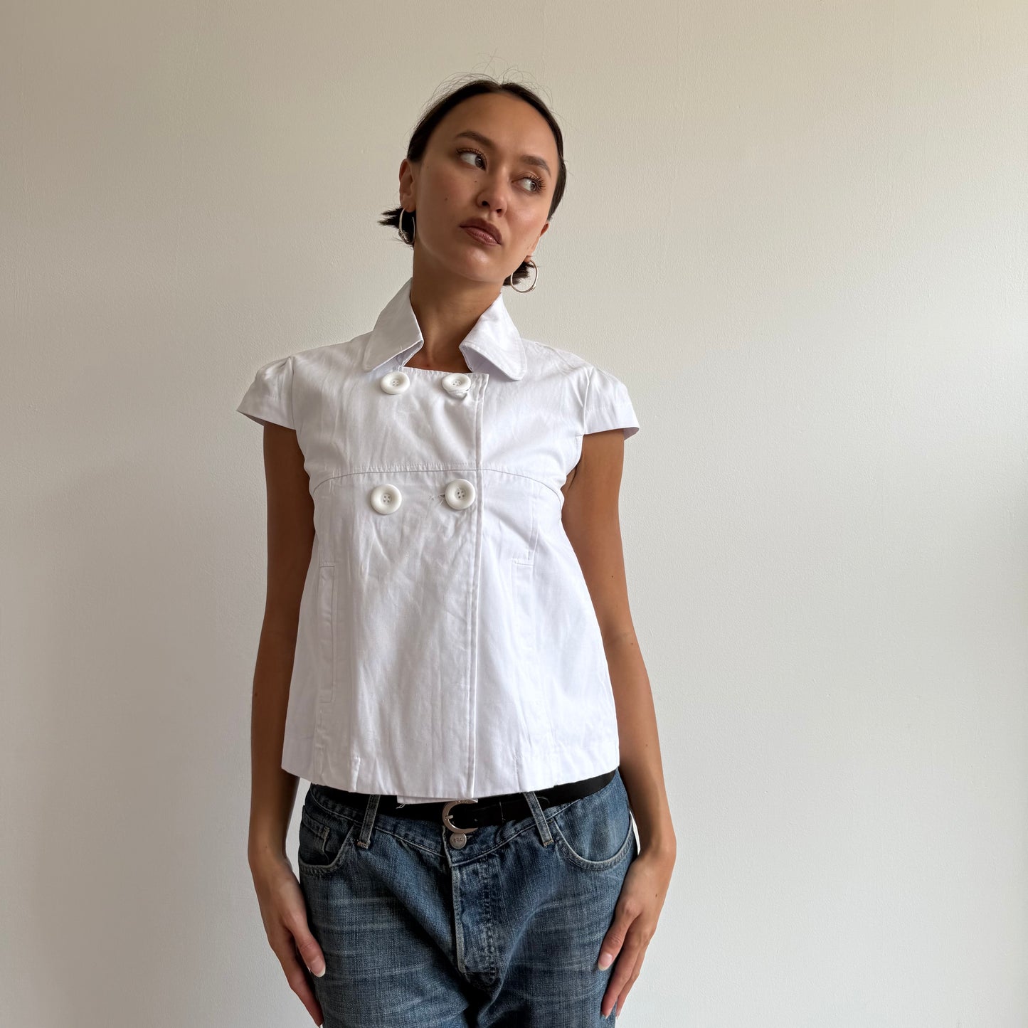 White short sleeve peacoat - Size S