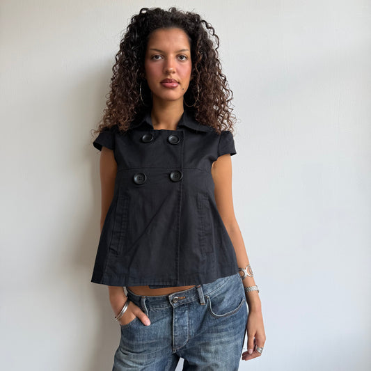 Black short sleeve peacoat - Size M