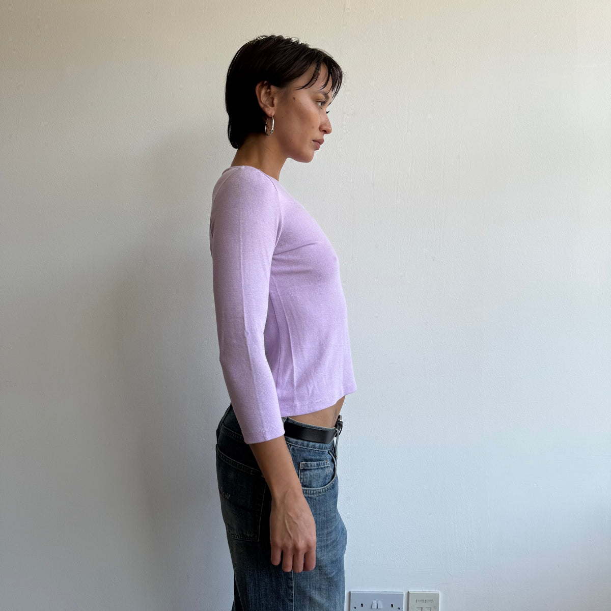 Lilac 3/4 sleeve knit top - Size S/M
