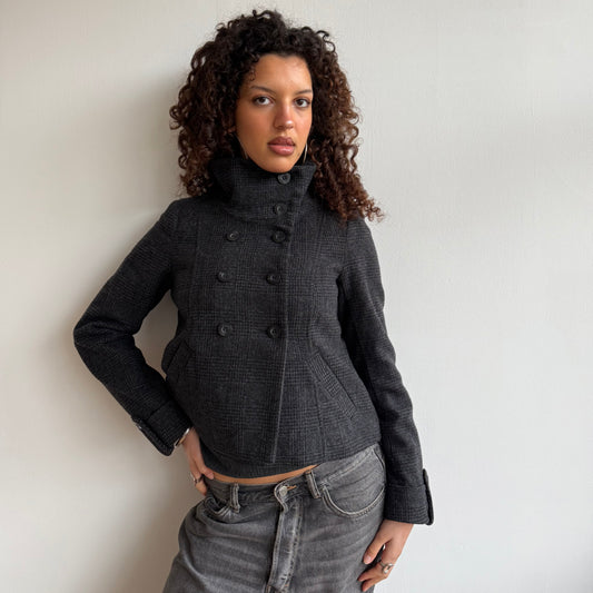 Plaid wool peacoat - Size S