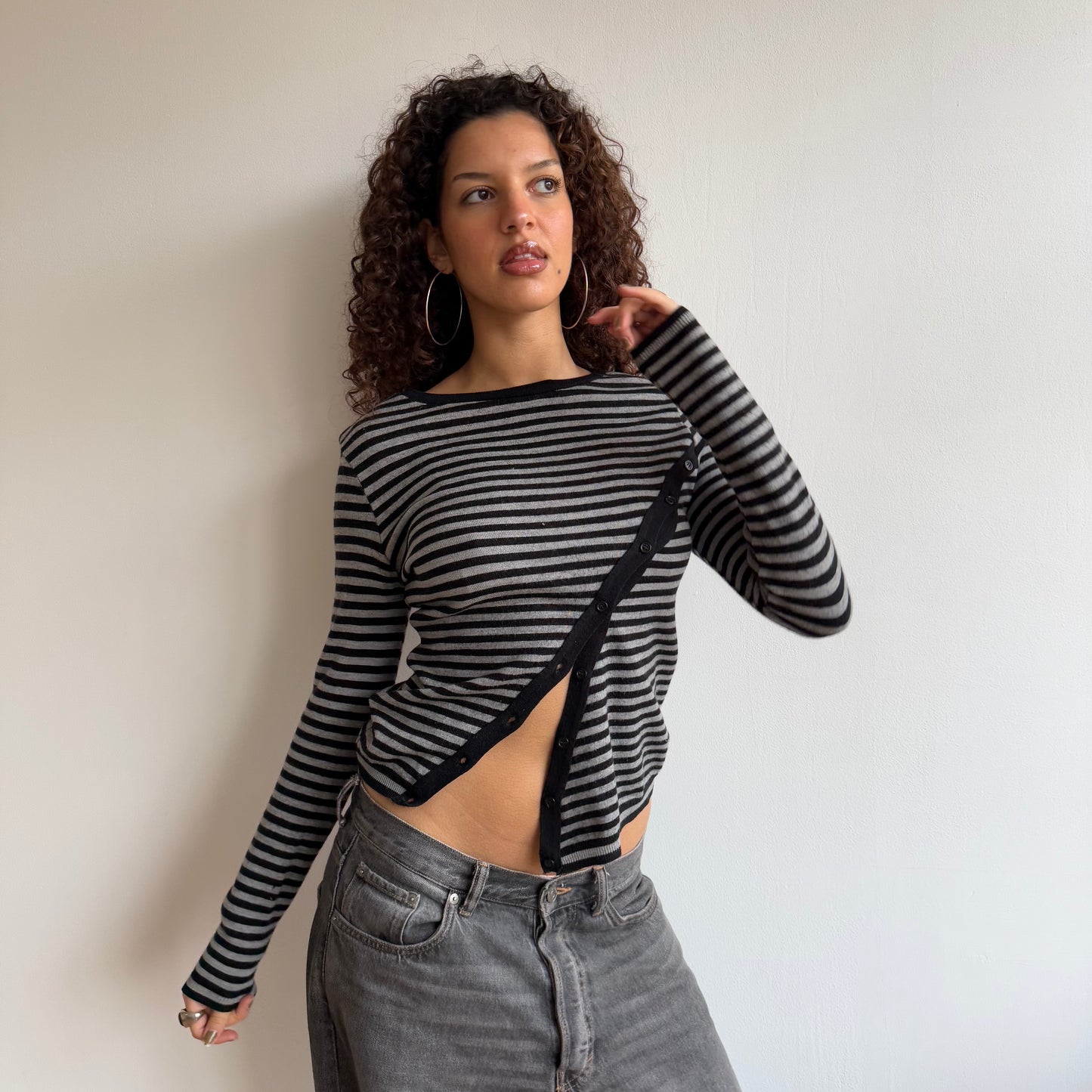 Striped button knit - Size S