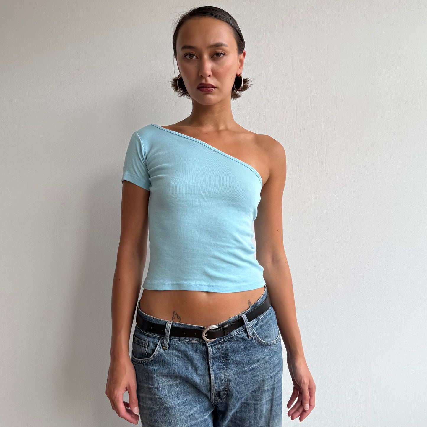Blue one shoulder top - Size S