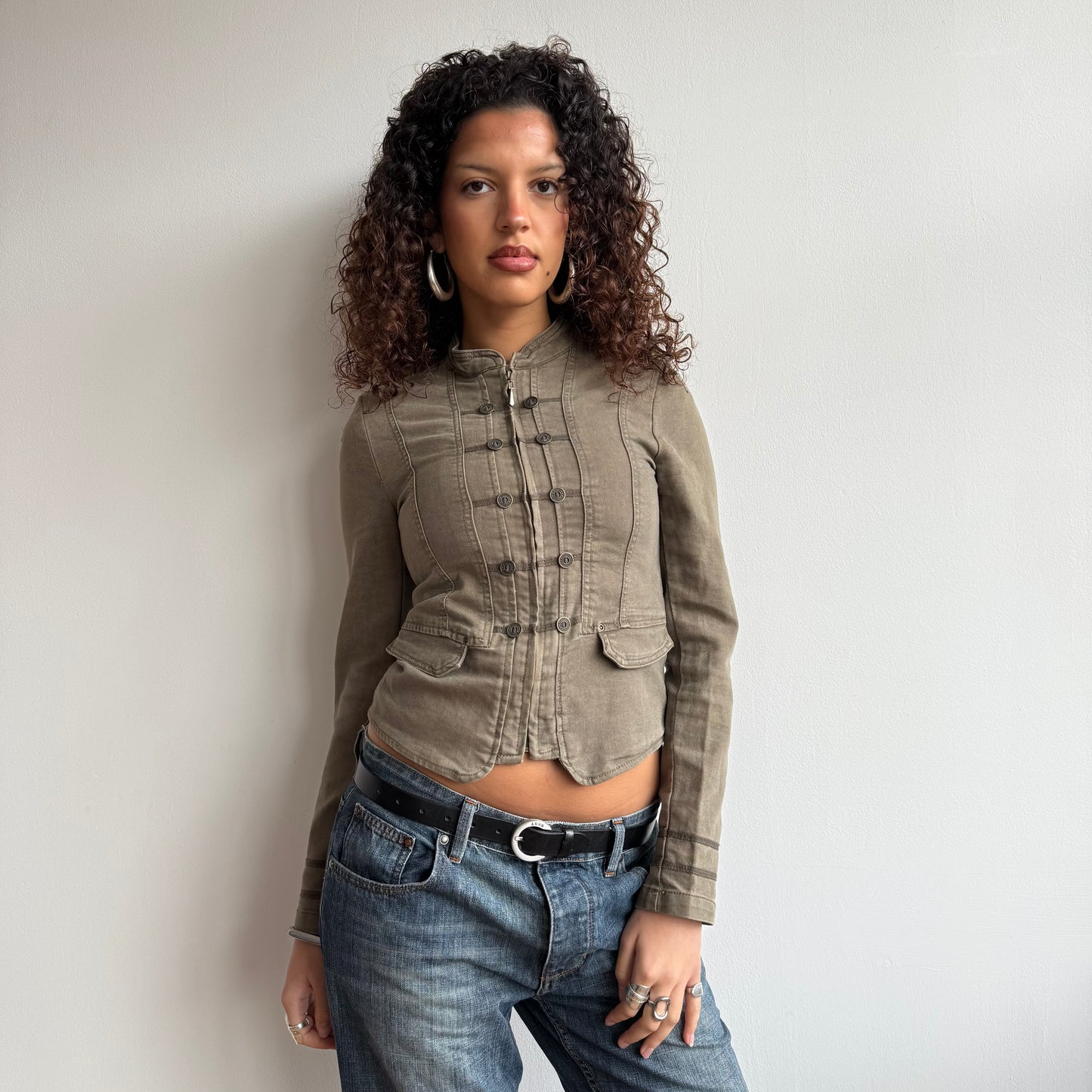 Khaki military jacket - Size XS, XS/S + S