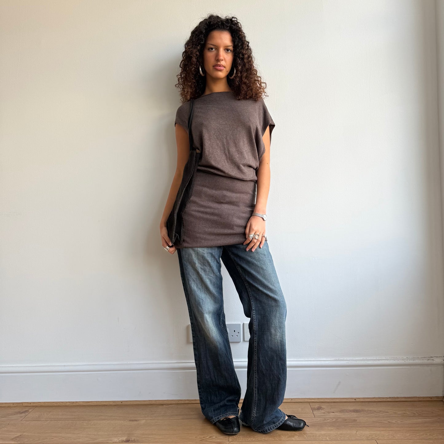 Brown open back knit - Size M