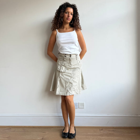 Beige cargo midi skirt - Size XS