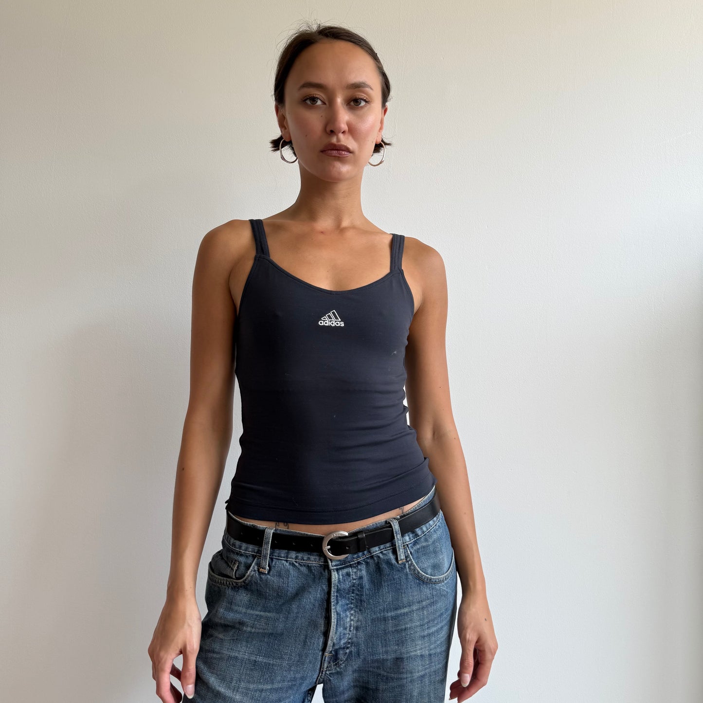 Navy adidas v neck sport top - Size S/M