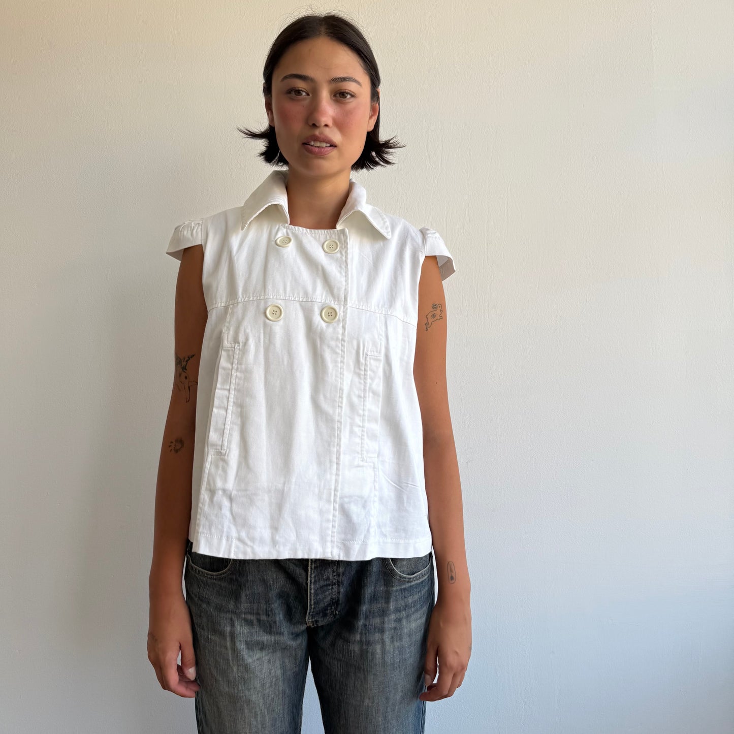White short sleeve peacoat - Size M/L