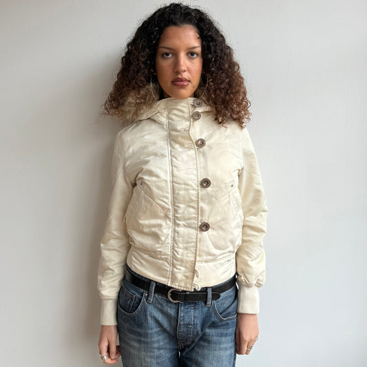 Cream fur bomber jacket - Size S/M