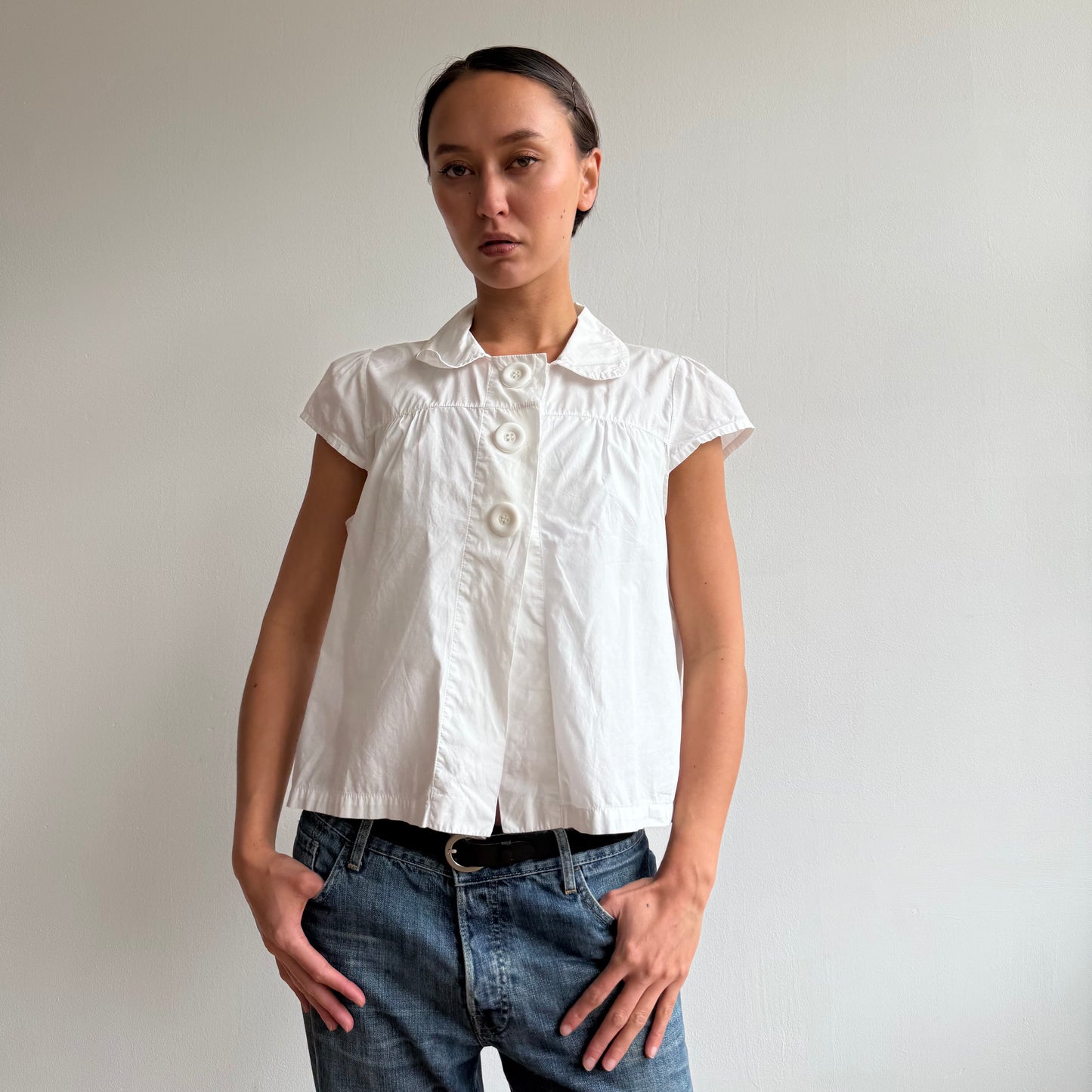 White short sleeve peacoat shirt - Size M