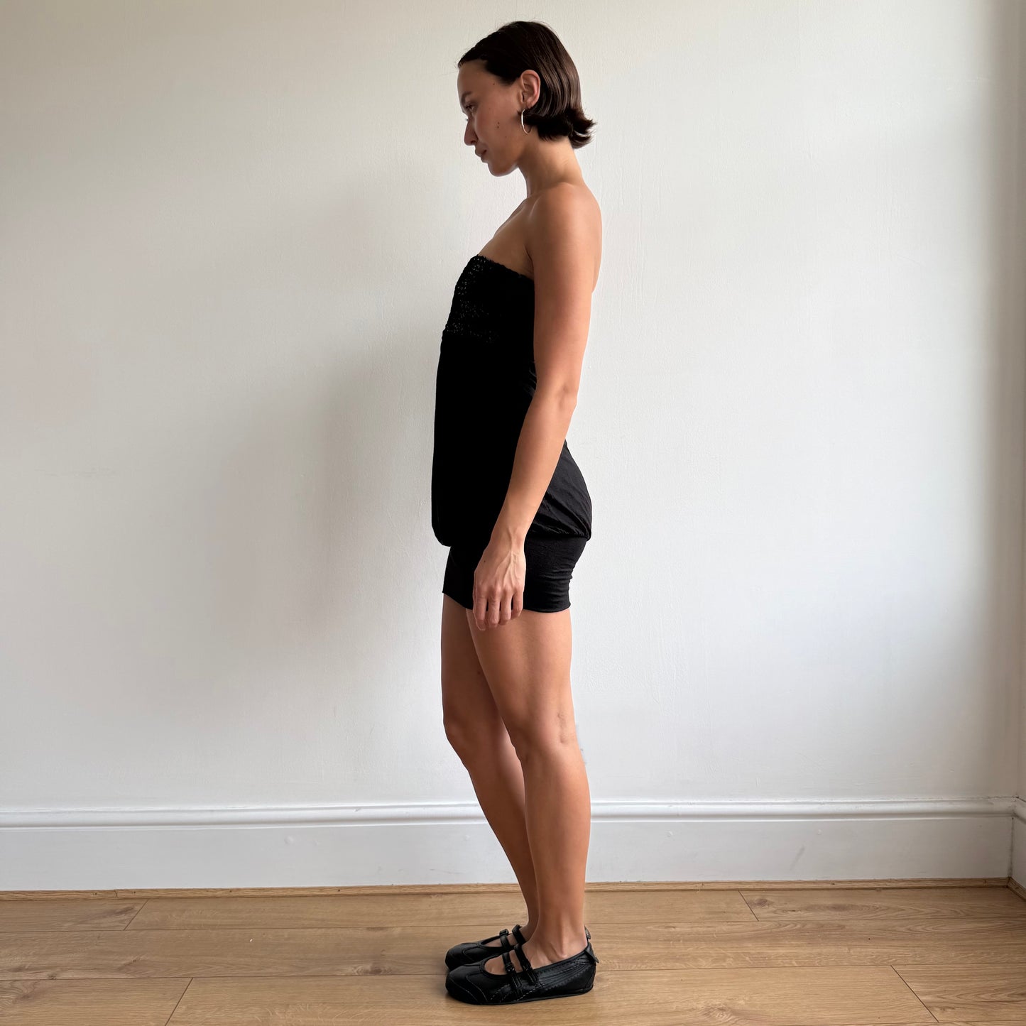 Black sequin bandeau mini dress - Size XS