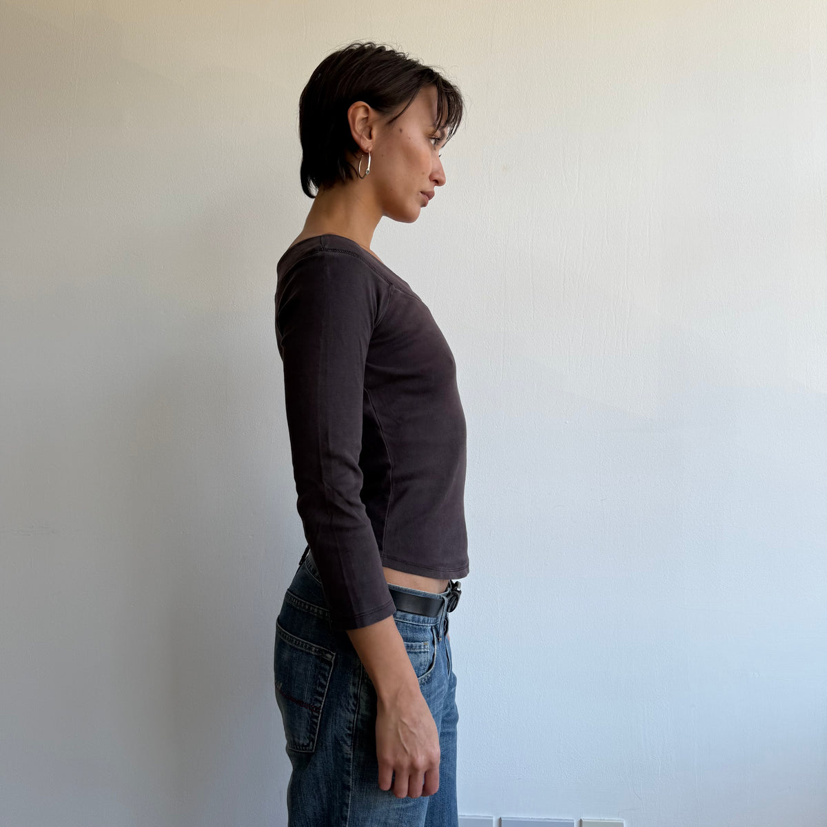 Brown 3/4 sleeve top - Size S