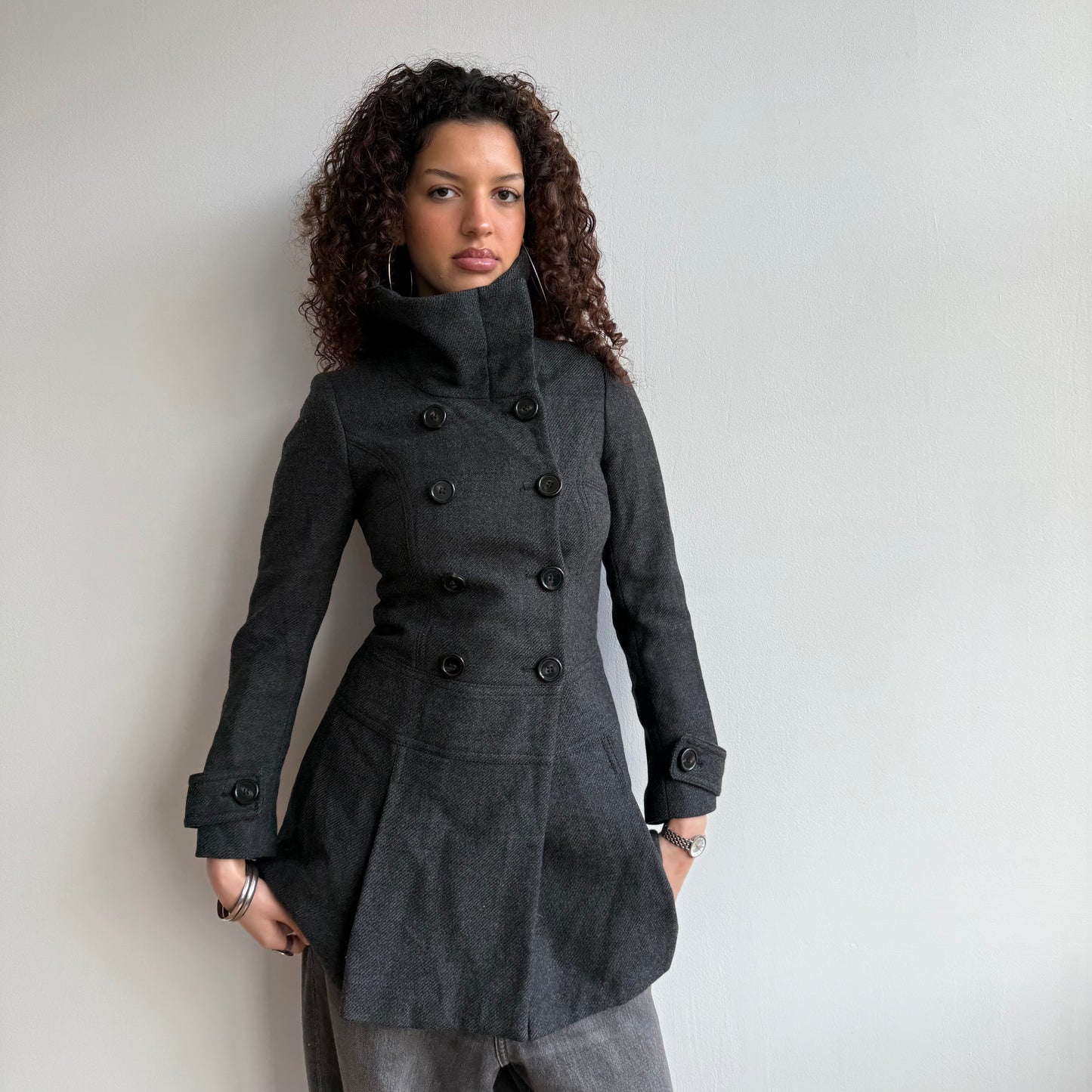 Grey peacoat dress - Size XS