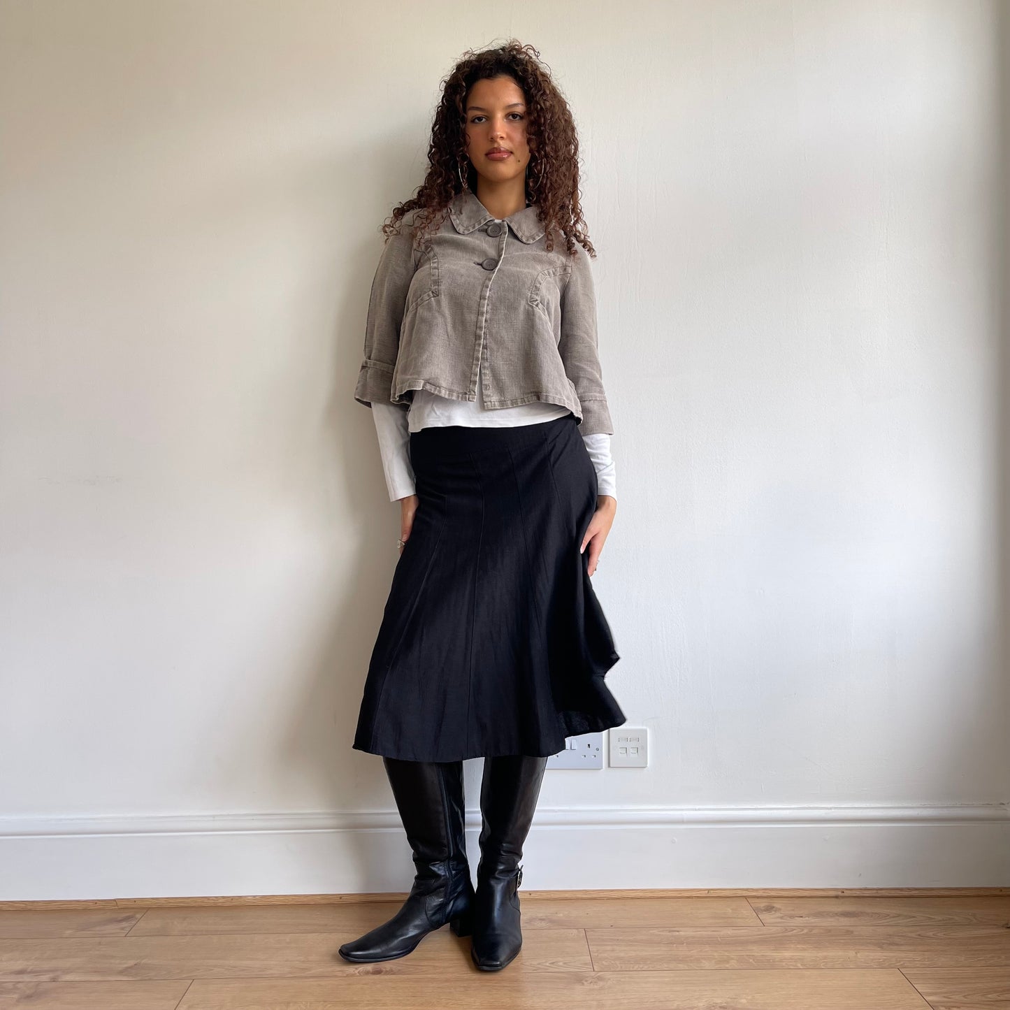 Light grey linen peacoat - Size XS