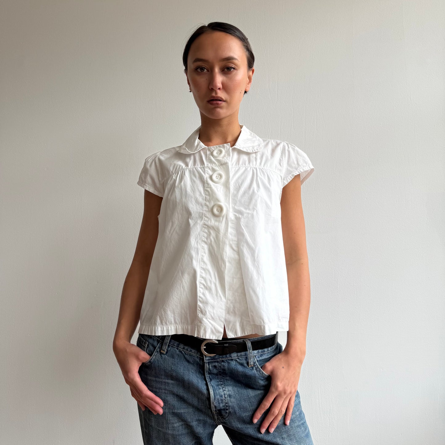 White short sleeve peacoat shirt - Size M
