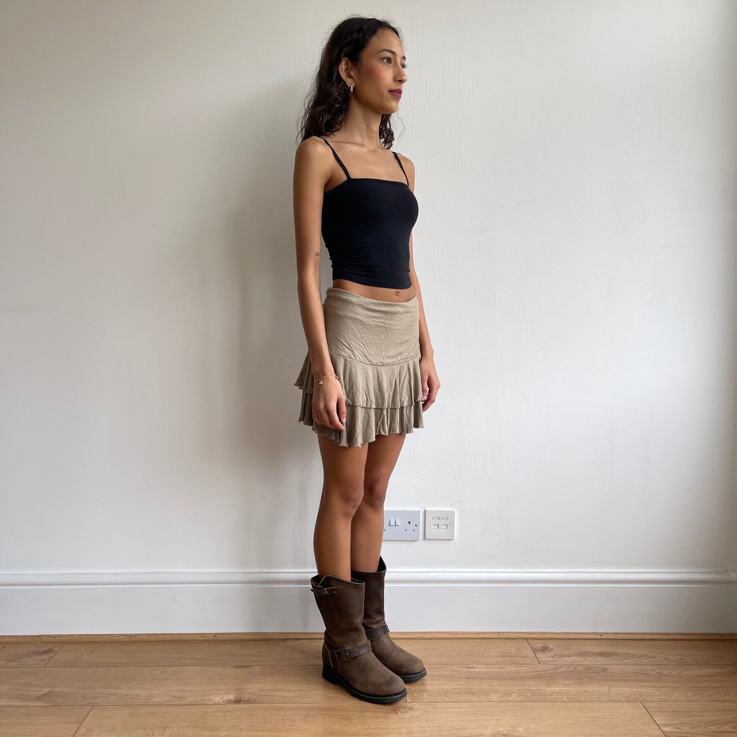 Khaki rara mini skirt - Size S