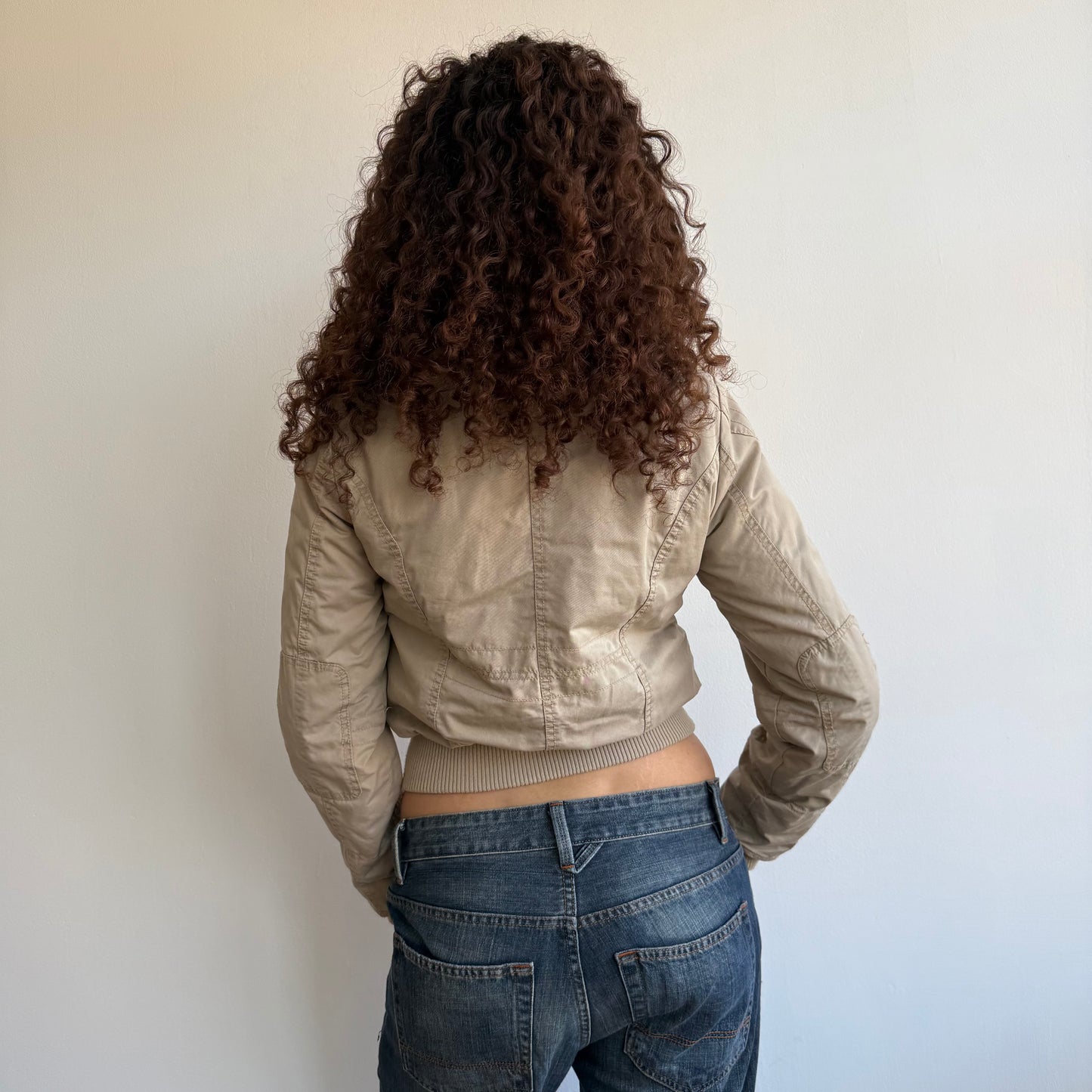 Beige cargo bomber jacket - Size S