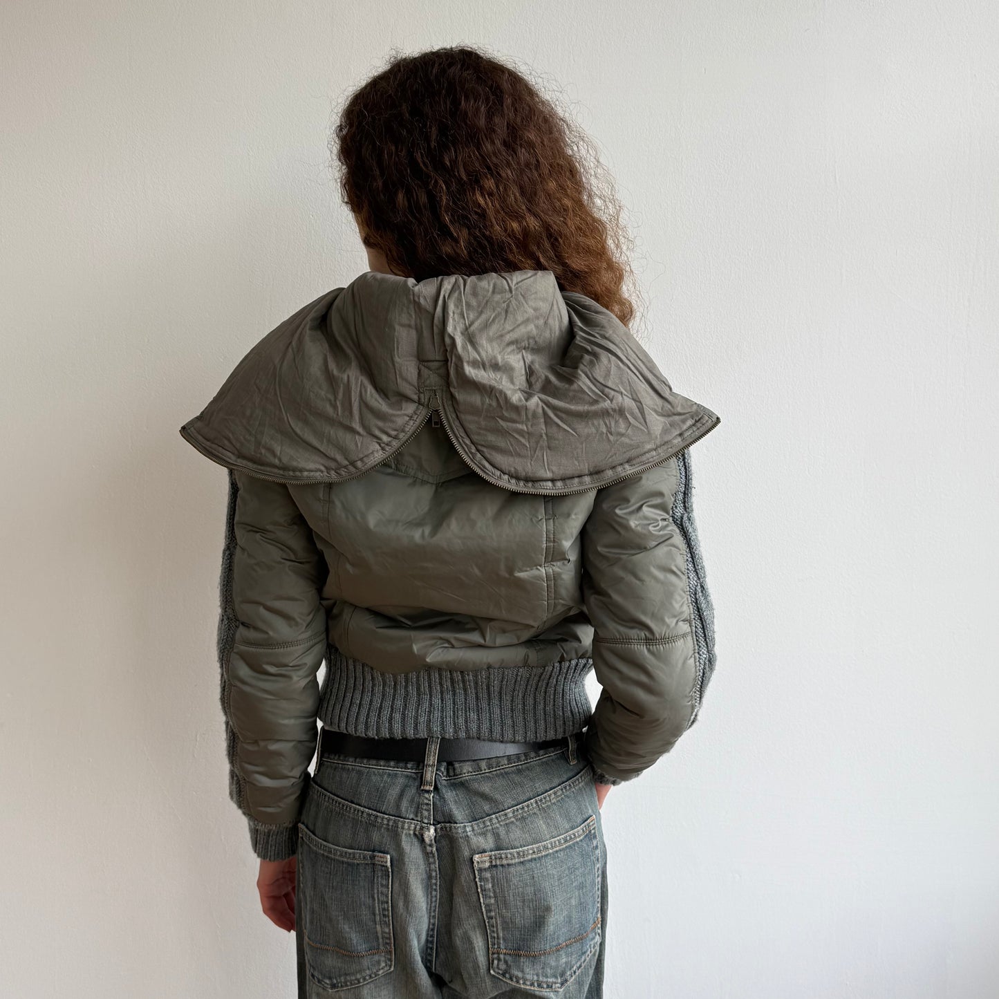 Morgan de toi khaki cable knit bomber - Size S