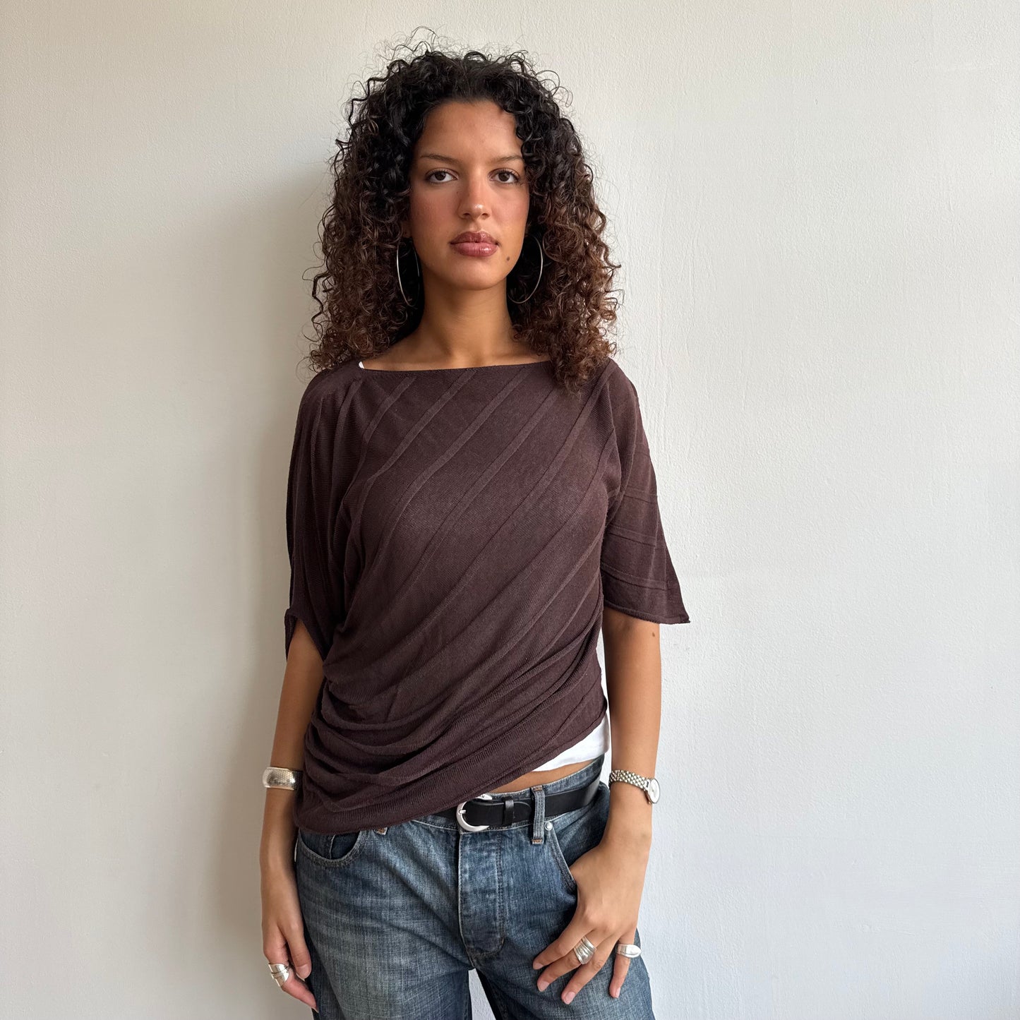 Brown asymmetric jumper - Size S