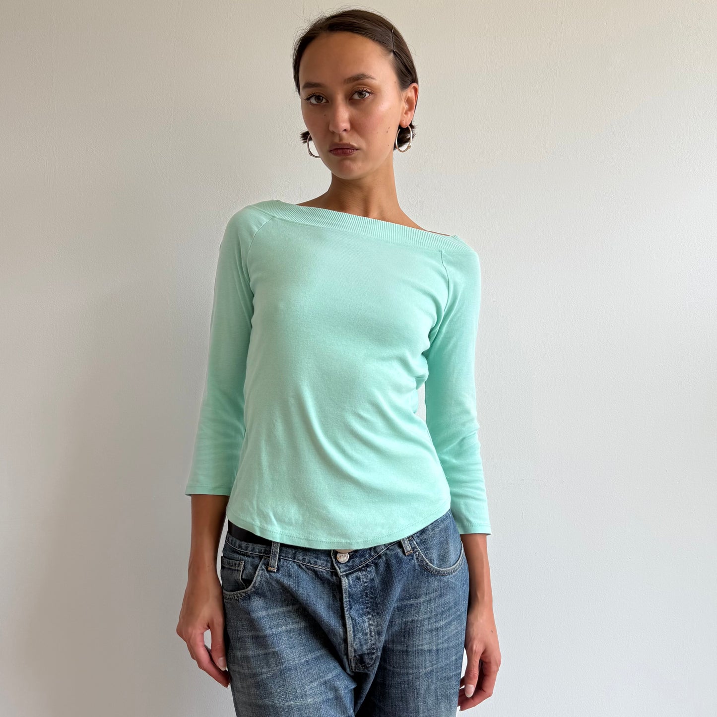 Mint Bardot 3/4 sleeve top - Size M