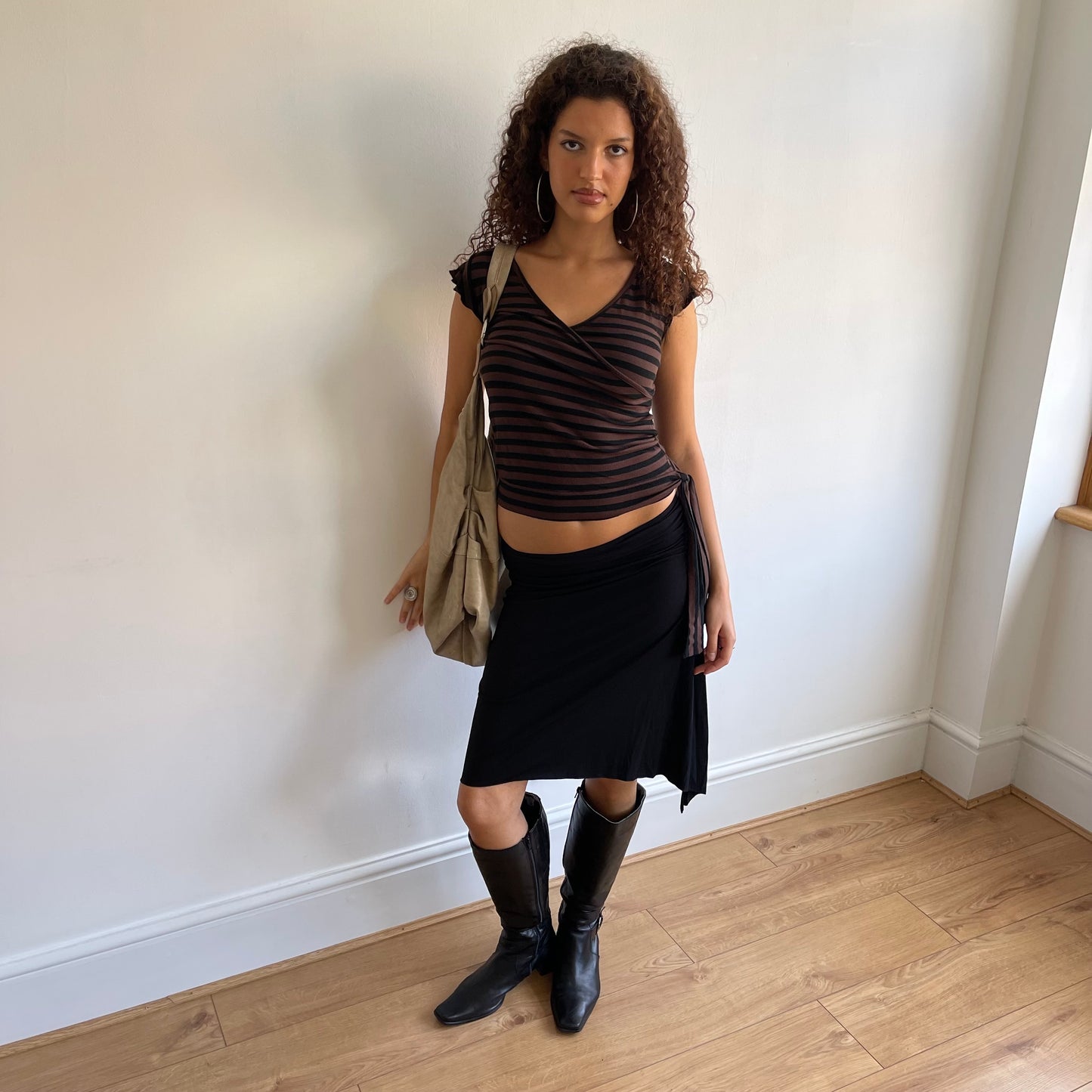 Brown stripe T-shirt - Size S (1)