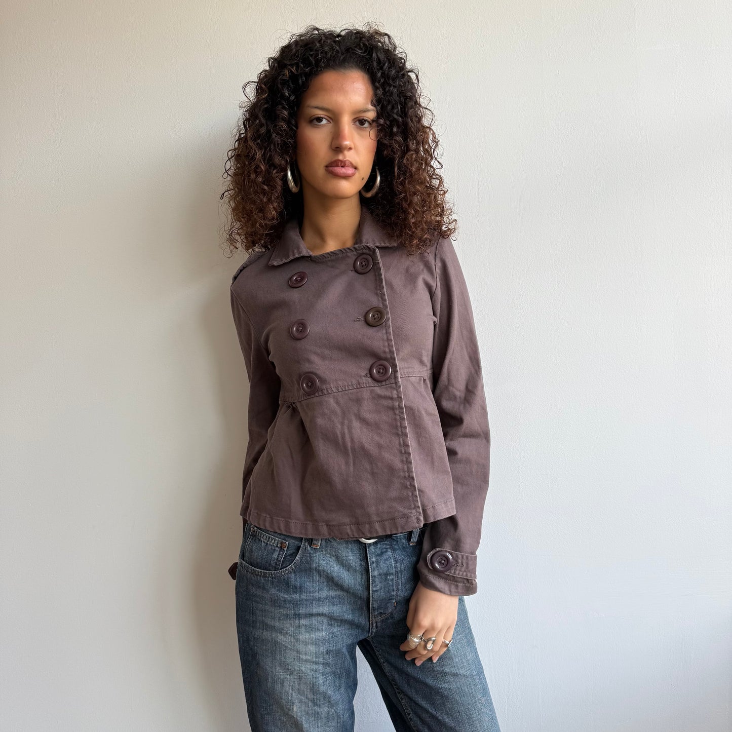 Brown double breasted peacoat - Size S
