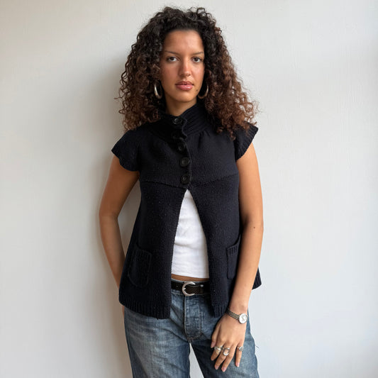 Navy button open knit - Size S/M