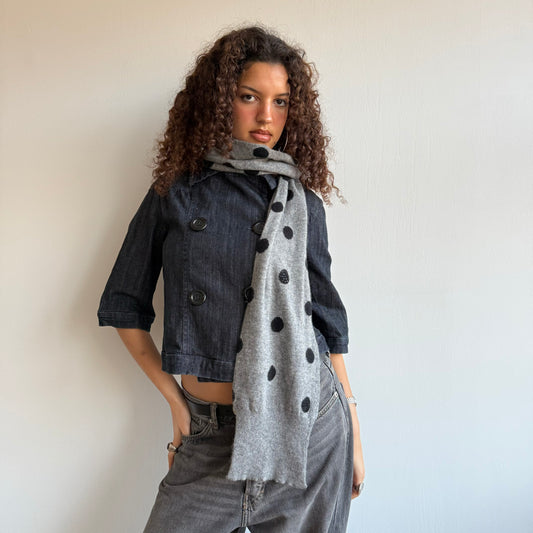 Grey polka dot scarf
