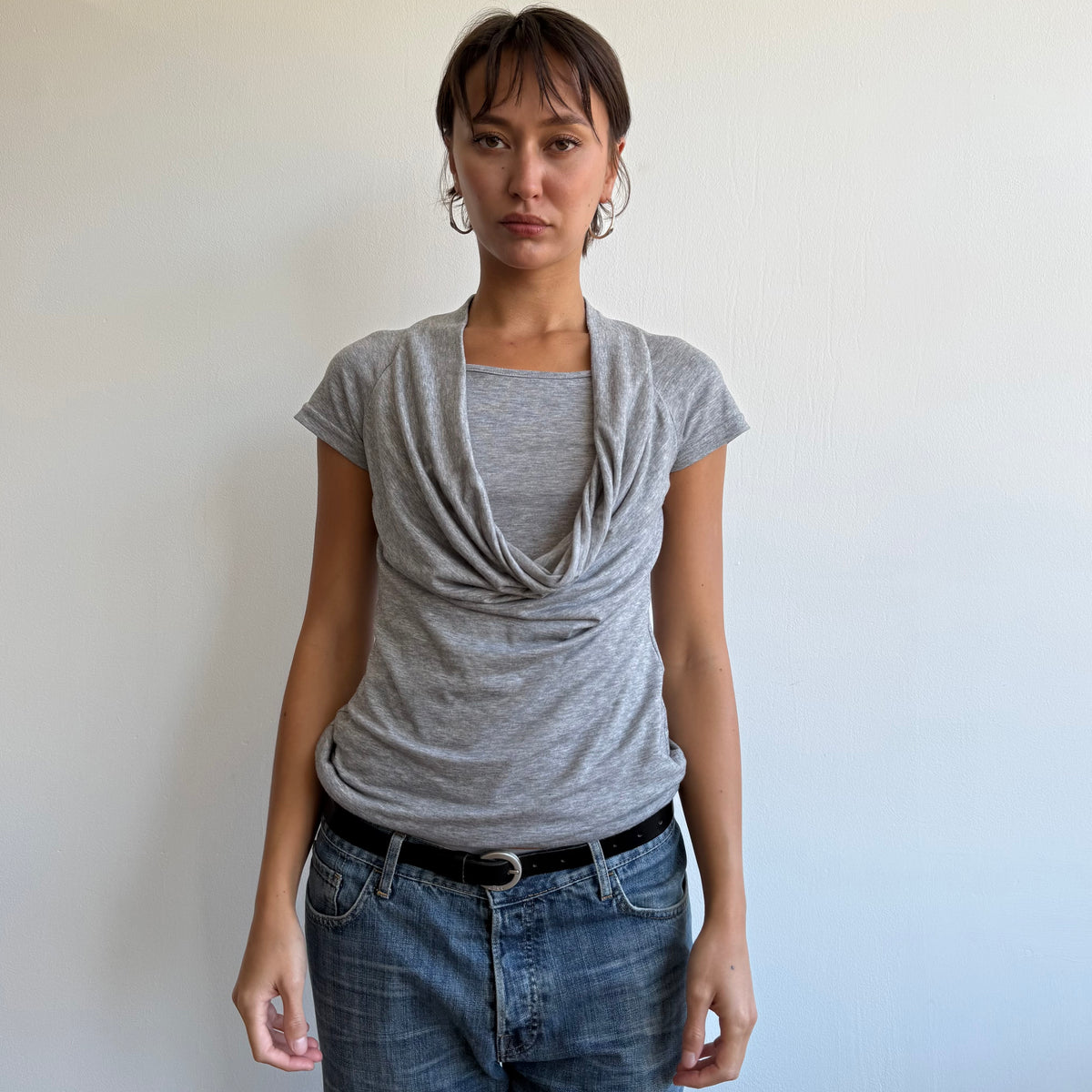 Grey double layer keyhole top - Size M