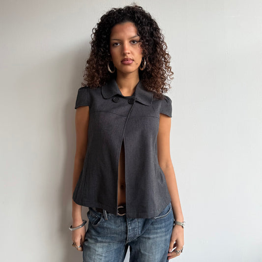 Grey short sleeve peacoat - Size S