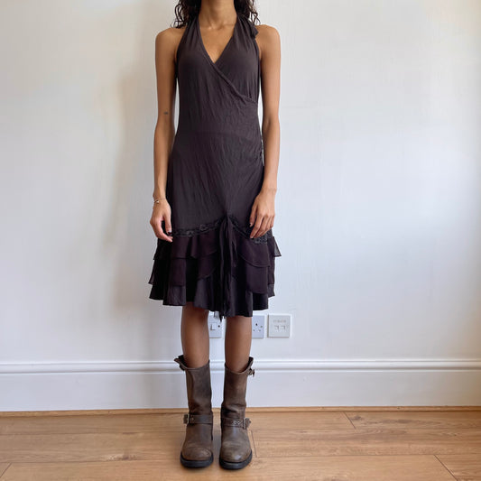 Brown boho halter dress - Size S/M