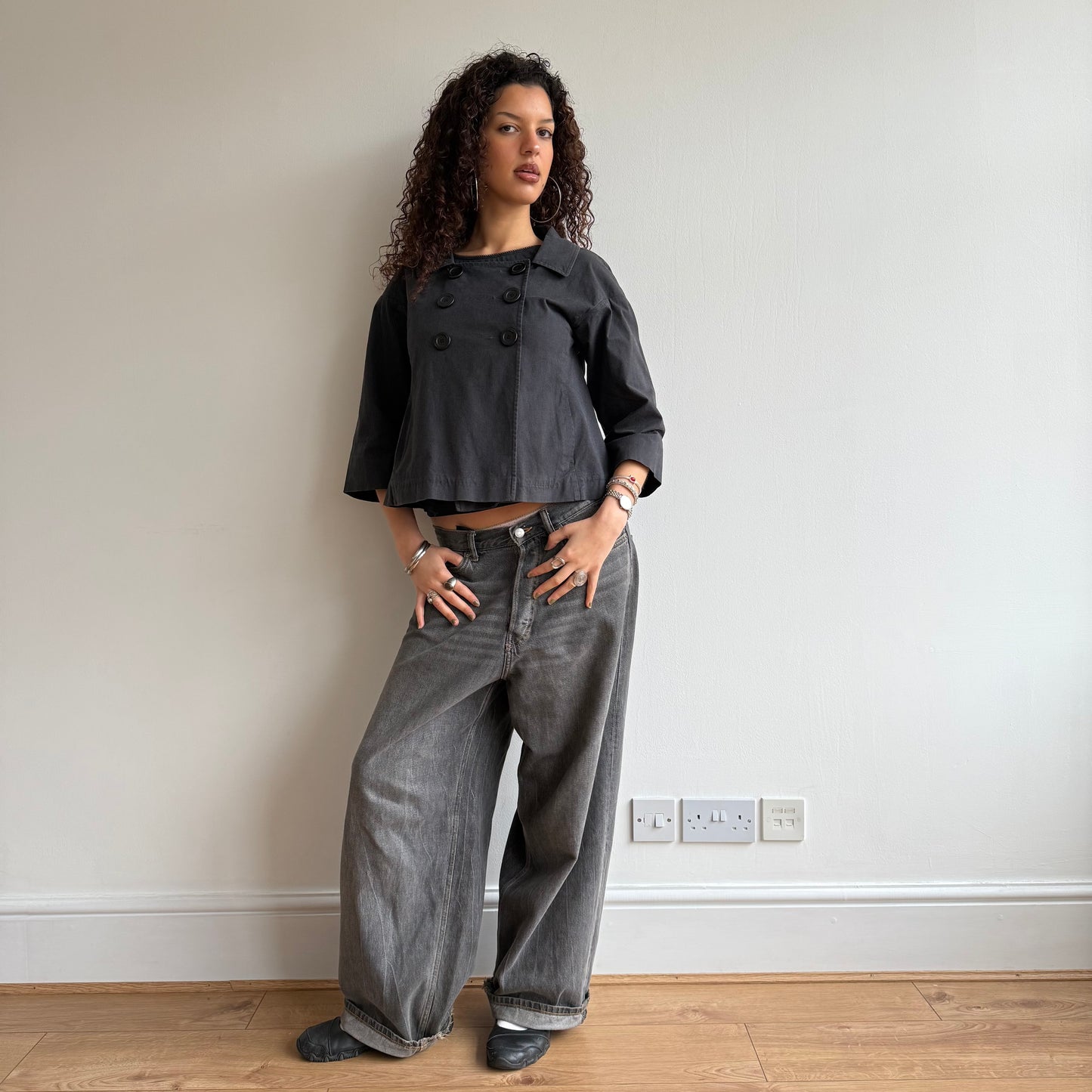 Navy buttonpeacoat - Size M