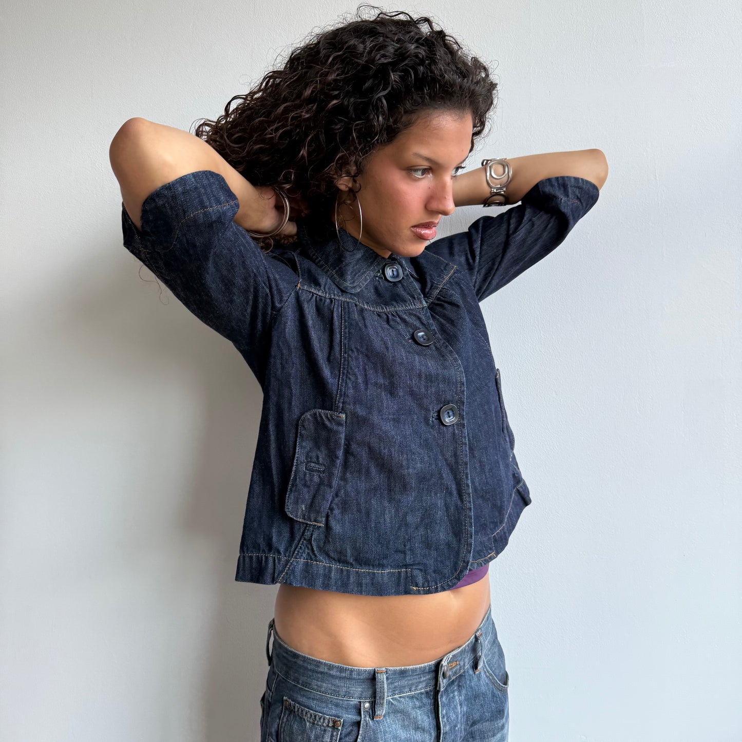 Denim peacoat with hood - Size S