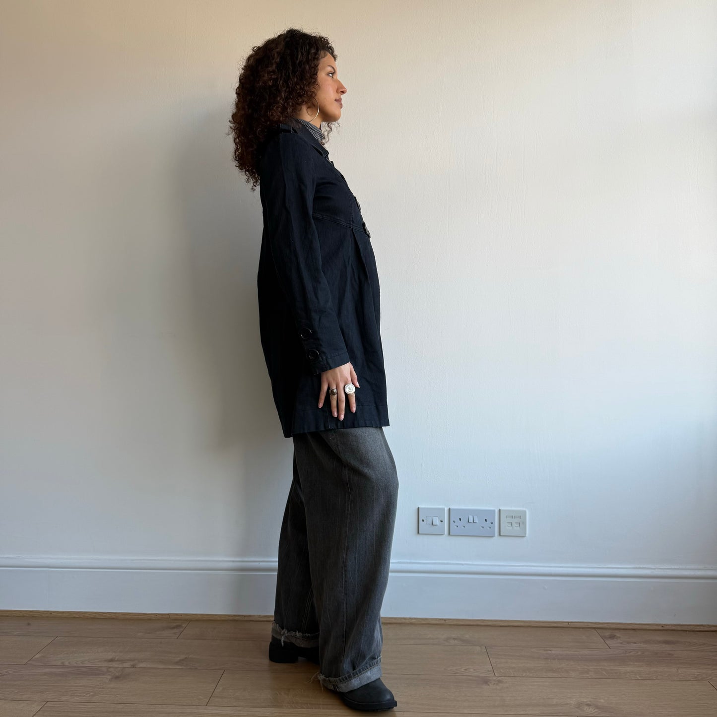 Dark wash denim peacoat - Size S