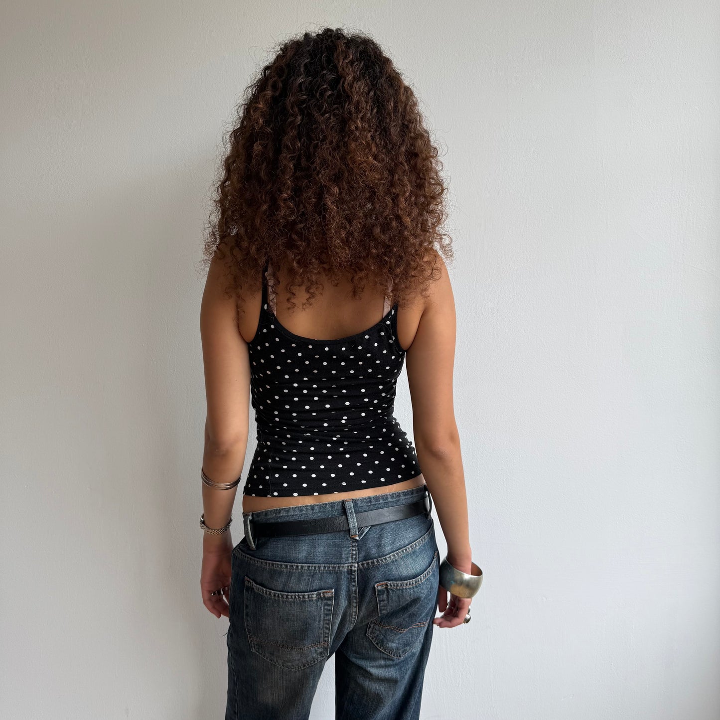 Black polka dot cami - Size S
