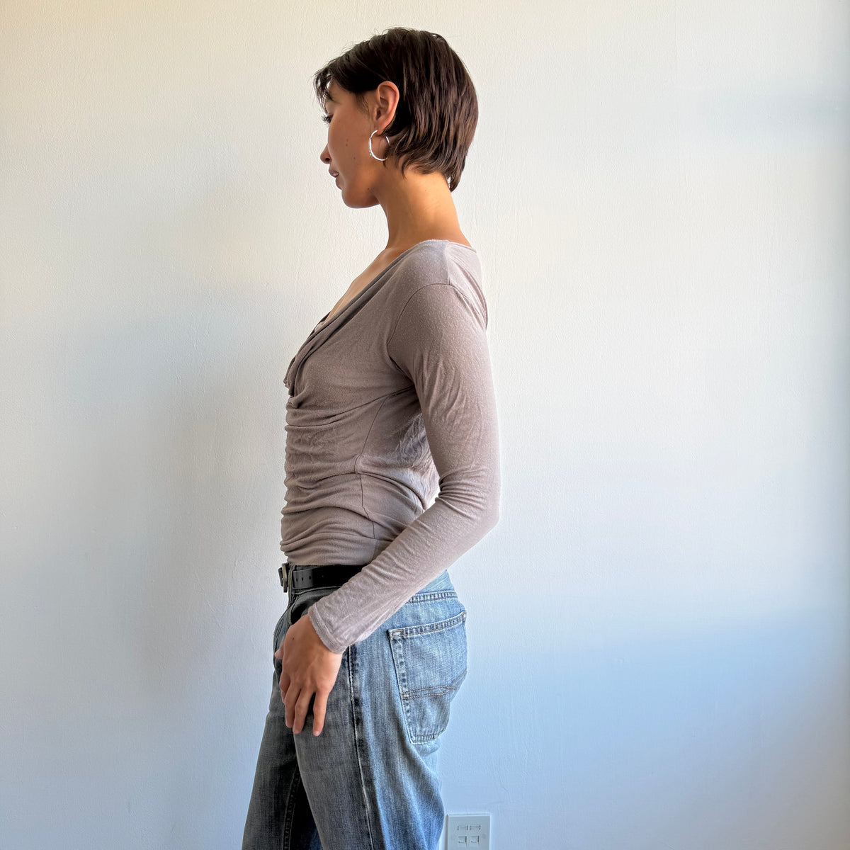 Taupe double layer top - Size S