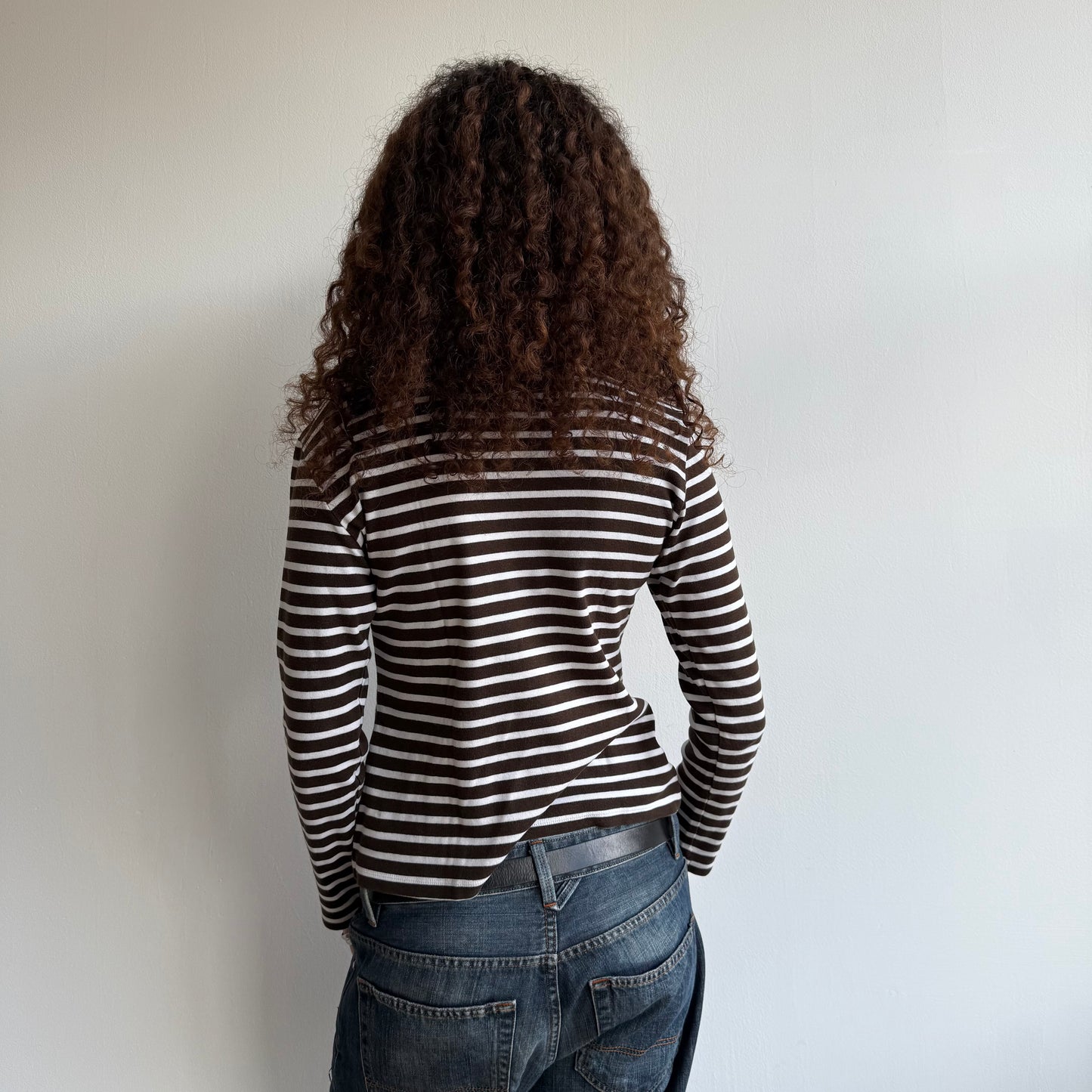 Brown striped long sleeve top - Size M