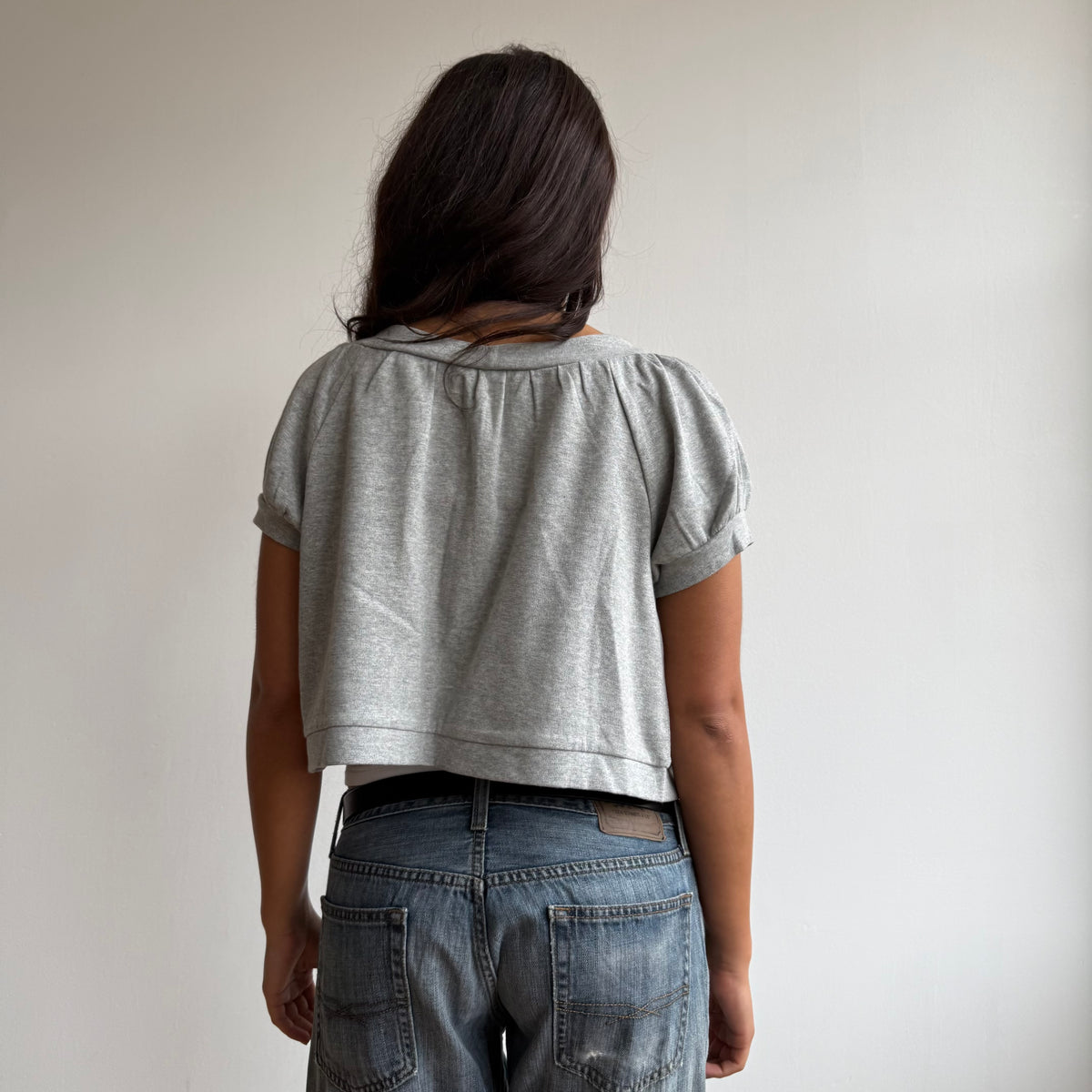 Grey open front cardi - Size L