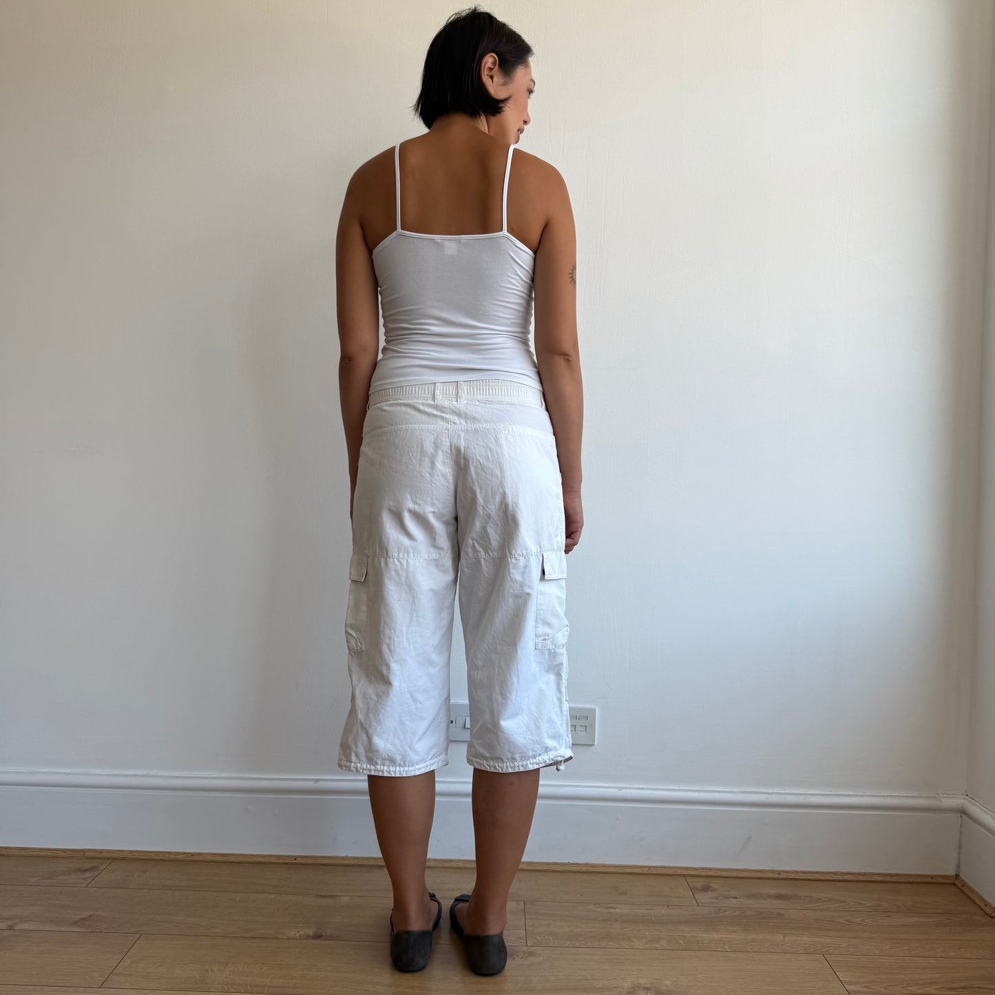 White Adidas cargo capris - Size M