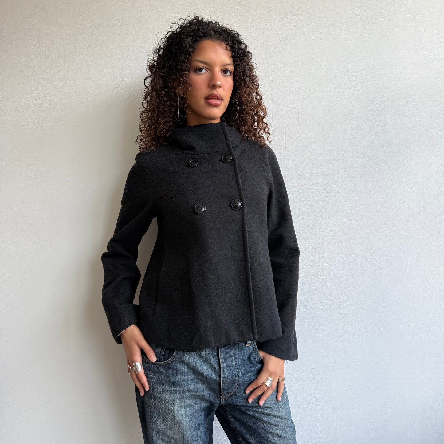 Charcoal wool peacoat - Size L