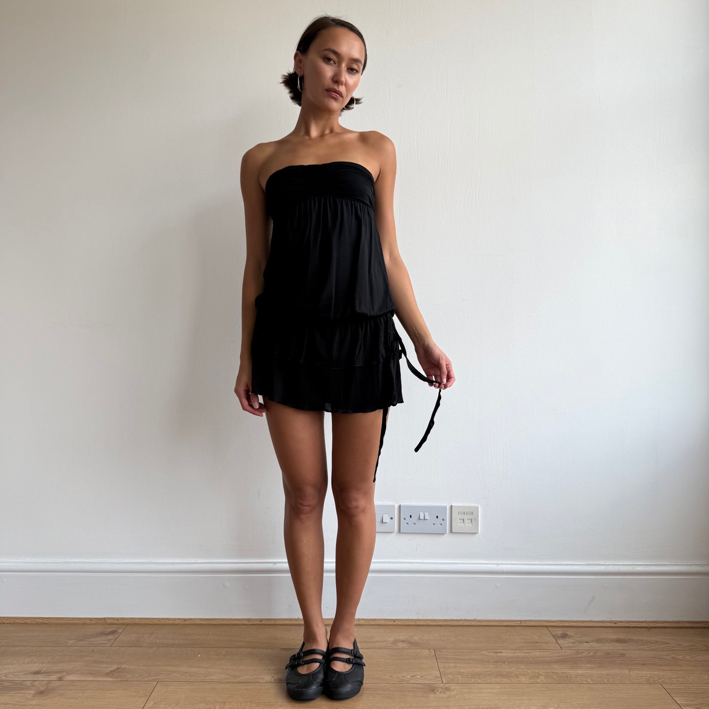 Black ruched mini dress - Size S
