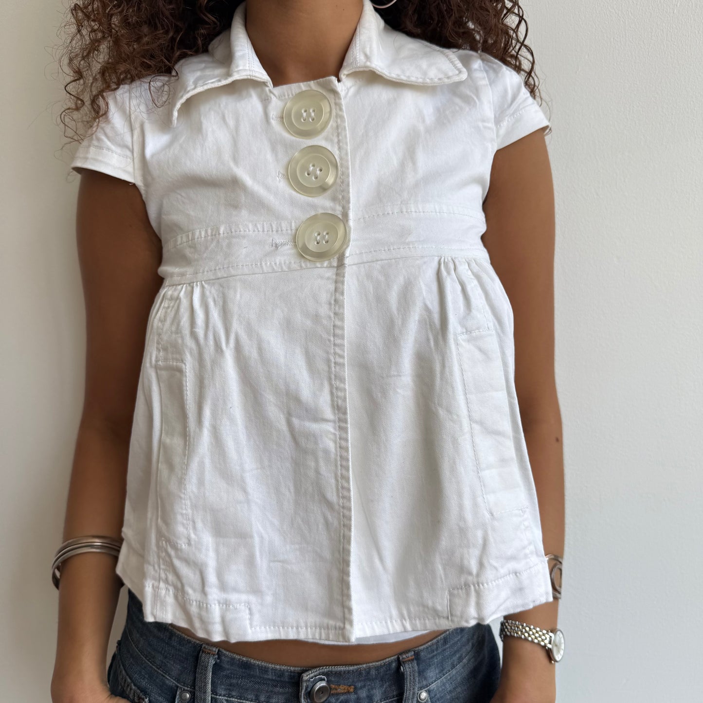 White short sleeve peacoat - Size S